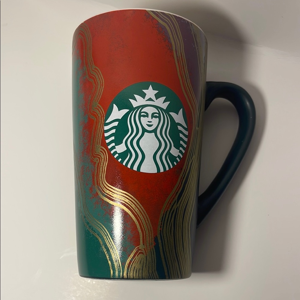 Starbucks 2021 Holiday Coffee Tea Mug Cup Green/Red/Gold 16oz Christmas